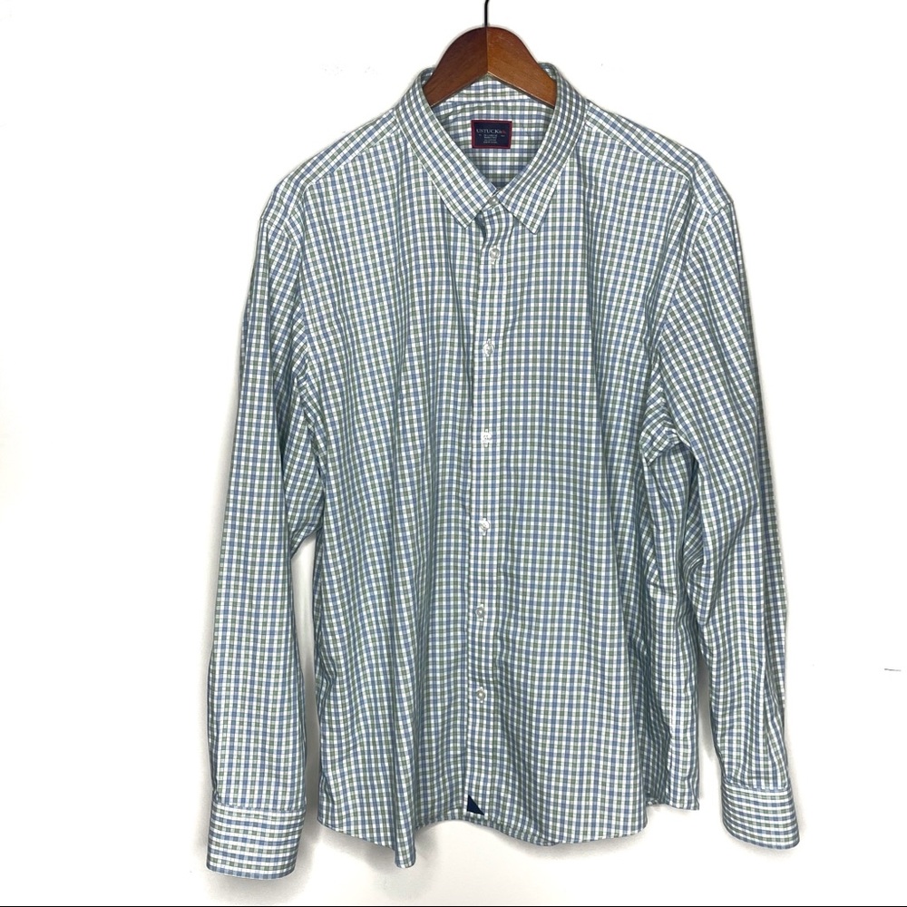 Untuckit Mens XXL Reg Fit Wrinkle Free Plaid Long Sleeve Button Up Shirt
